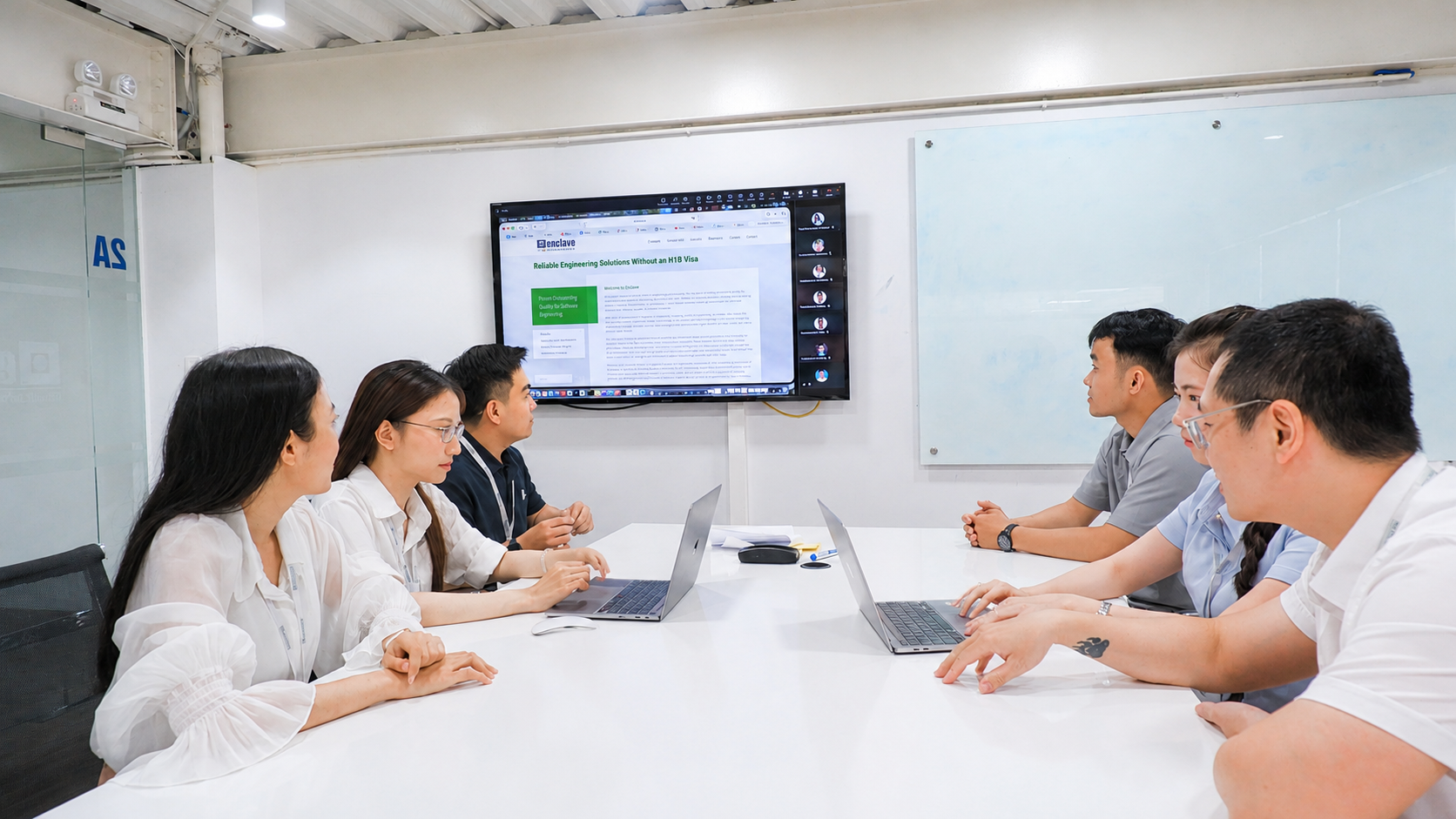 Enclave engineers collaborating in a secure working environment